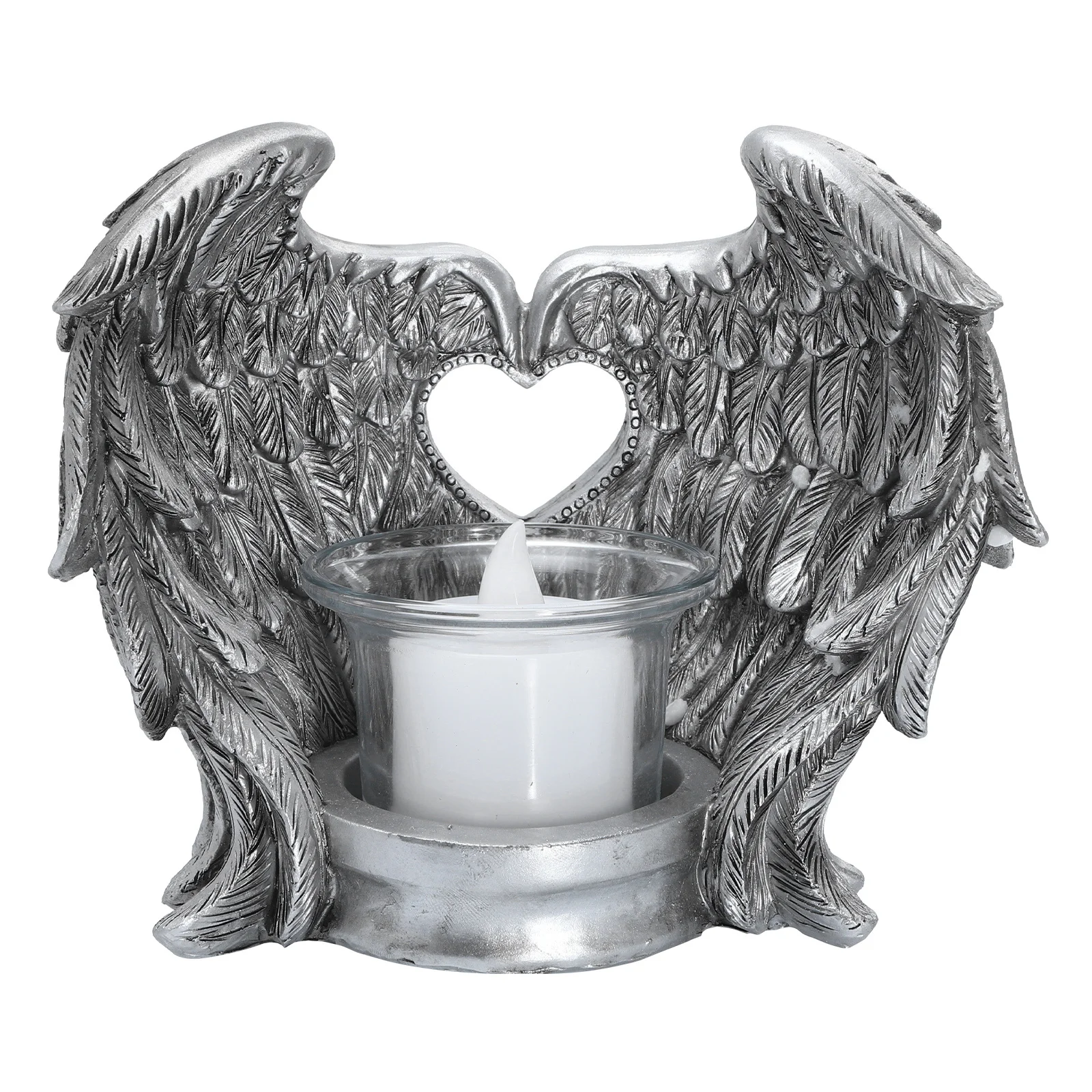 

1Set Resin Angel Wing Candlestick Decorative Flameless Holder European Style Memorial Ornament Wing Candlestick
