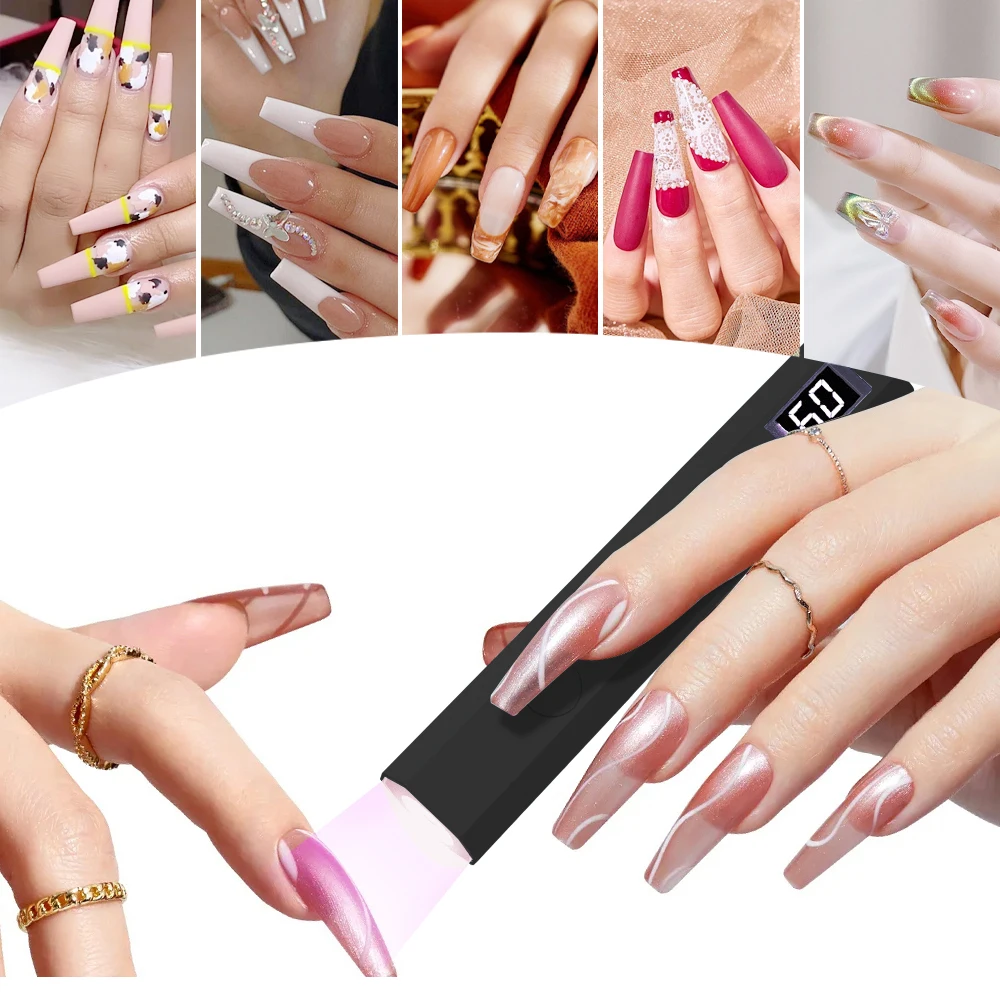 YIKOOLIN Convenient Mini Handheld UV Nail Lamp Gel Nail UV Lamp with LED Display Small Portable Light Therapy Lamp Nail