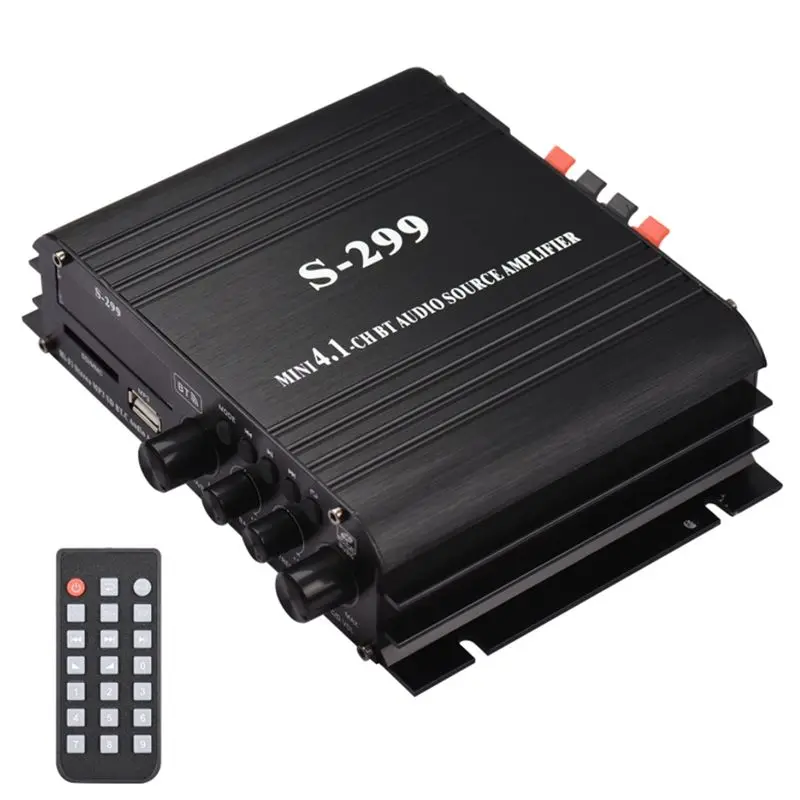 

S-299 Mini 4.1 Audio Stereo Power Amplifier BT Portable Car And Home Dual-Use 4X40W Remote Audio Amplifier EU Plug Easy To Use