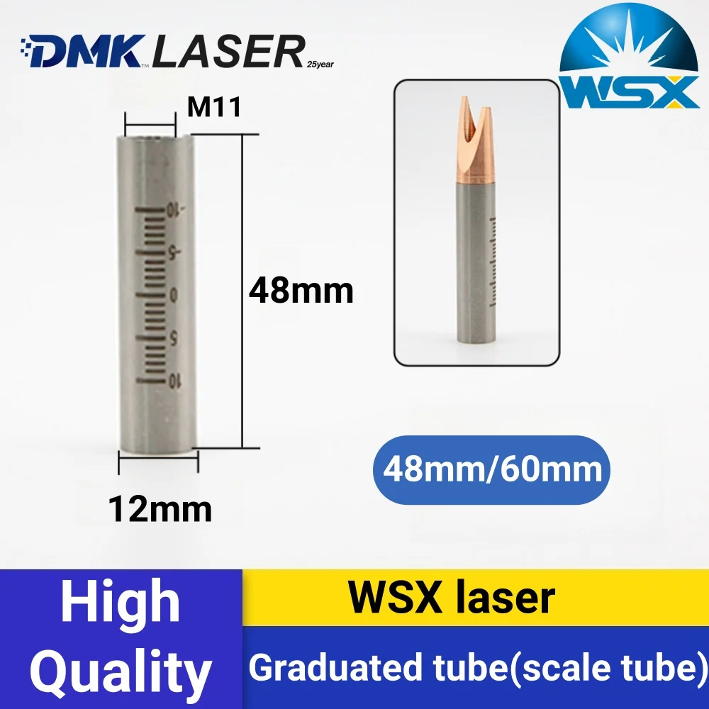 WSX Laser Welding Graduated Tube 48/60mm M8 Nozzles connector Fixing Shaft Stainless Steel Pipe For welder head WD23/HD21/ND15