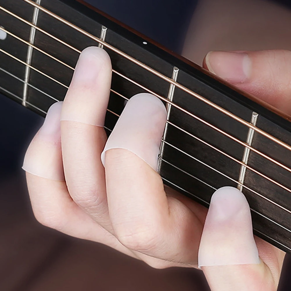 

Guitar Finger Cots Silicone Tips L Size Left Hand Practice Protection Anti Pain Guitar Fingers Musical Instruments Accessories