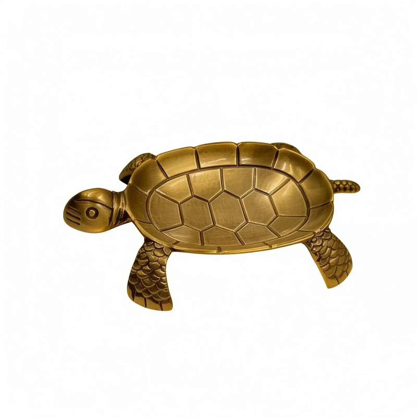 Decorative Brass Turtle Tray Textured Legs Gold Shell Jewelry Dish Handmade