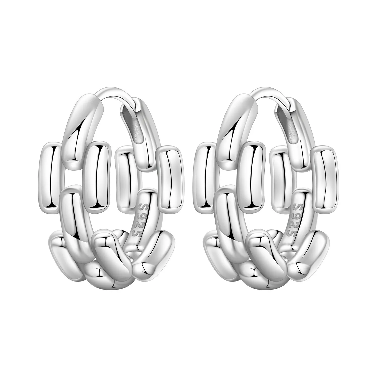 CYCUFF S925 Sterling Silber Minimalistisch gestaltete Ohrringe, Creolen, Damenschmuck, originelle, trendige Geschenke zum Jahrestag