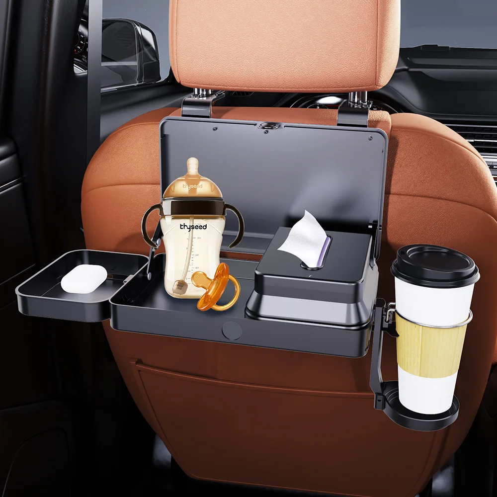 

Car Backseat Table Food Tray Organizer With Cup Holder Tissue Box Auto Headrest Table Auto Cup Holder Dinner Tray Car Interior