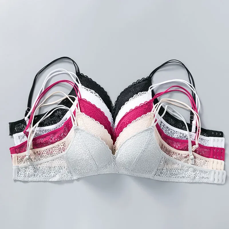 Wirefree الصدرية النساء رفع مثير الملابس الداخلية رقيقة تنفس الفتيات حمالات الصدر فستان من الدانتيل حمالة النوم الصدرية