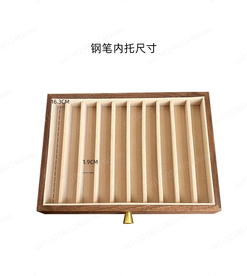 Large Capacity Drawer Case Black Walnut Wood Pen Storage Box Multi-layer Drawer Display Box Brass Handle Desk Organizer