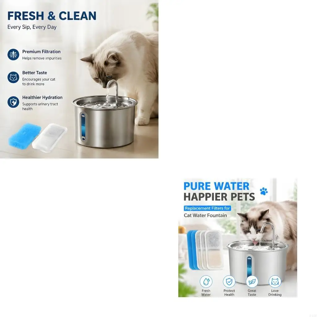 

F92F Pet Water Dispenser Cleaner Set Of 18 developed for 67 Fluid Measure Animal Drinking System Improved Filtration