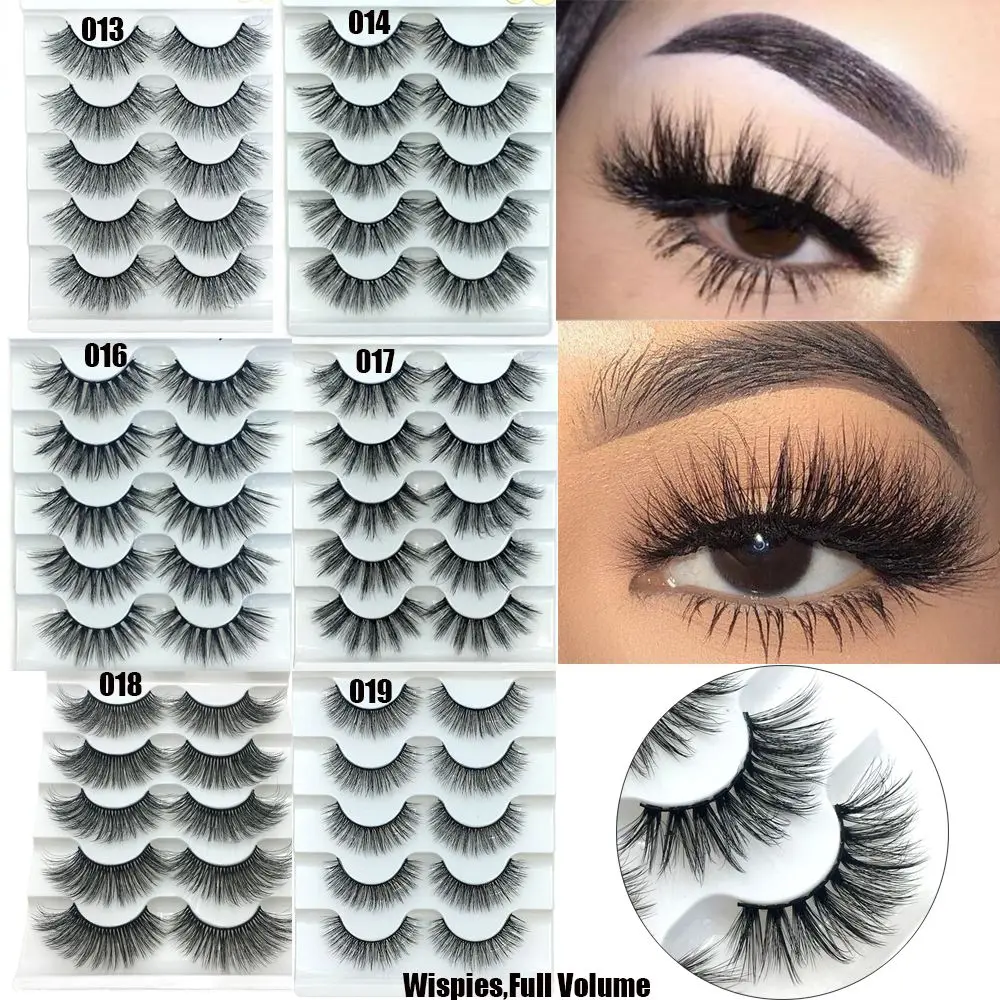 5 Pairs Eye Makeup Tools Fluffy Multilayers  Natural Long False Eyelashes 6D Faux Mink Hair Crisscross Eye Lash Extension