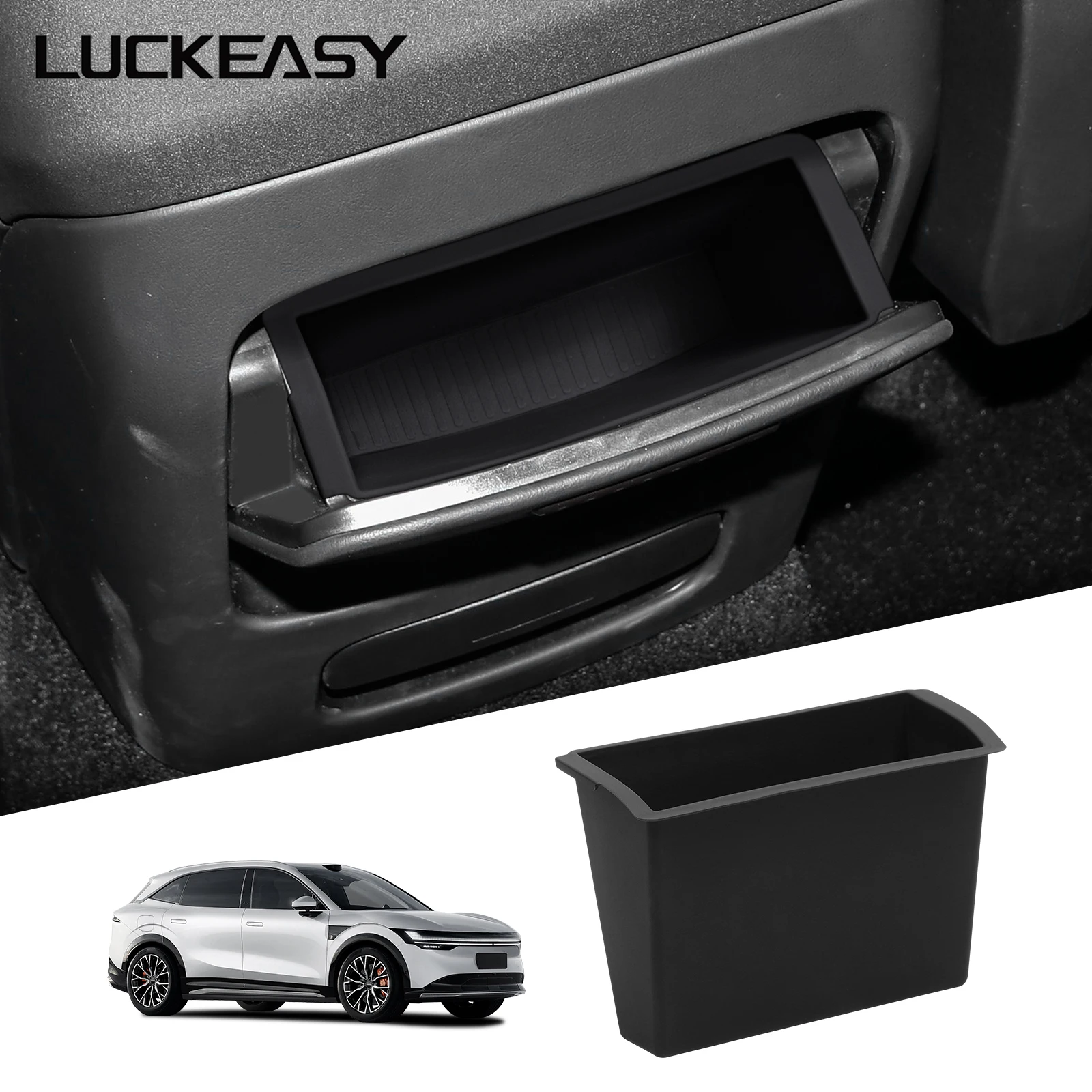 LUCKEASY für Zeekr 7X 2024 2025 2026 Mittelkonsolen-Armlehnenbox Hinterer Staufach Innenzubehör Aufbewahrungsbox