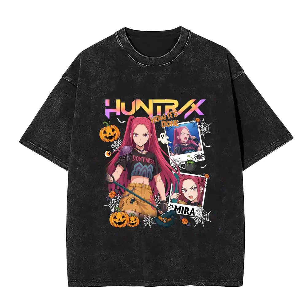 Kpop شيطان الصيادين ساجا بنين خمر غسلها تي شيرت الرجال النساء عيد الميلاد هالوين نمط تي شيرت الذكور موضة المتضخم التي شيرت