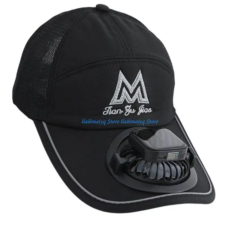 

573B 3 Speeds Solar Power Cooling Fan Cap USB Rechargeable Baseball Hat for Women Men Outdoor Walking Running and Travel