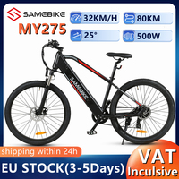 Samebike MY275 Electric Bike 500W Motor 48V 10.4AH 32KM/H Bicycle 27.5 Inch Tire Mountain E-bike TFT LCD Display EU STOCK MTB