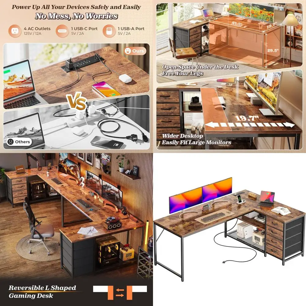 61 L-Shaped Desk Wi…