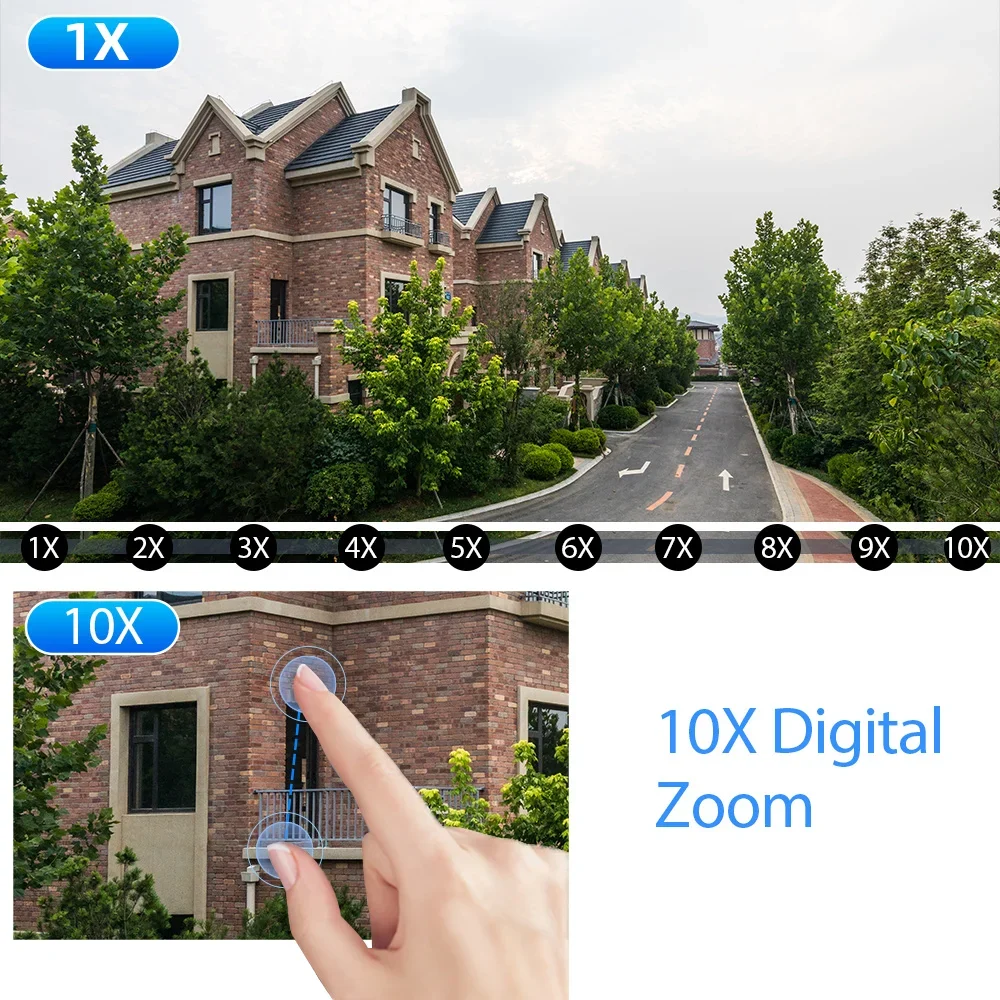 128G Card 10X Zoom 4K 8MP E27 Bulb Camera Two-Way Audio Indoor Video Surveillance Home Security Protect Floodlight WiFi Camera