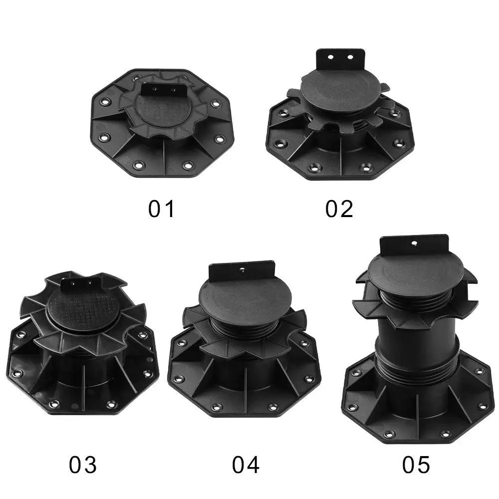 1PC Black Polypropylene Pedestal Bearing Weatherproof Slab Bearing Height-adjustable Terrace Bearing Easy to Use Decking Boards