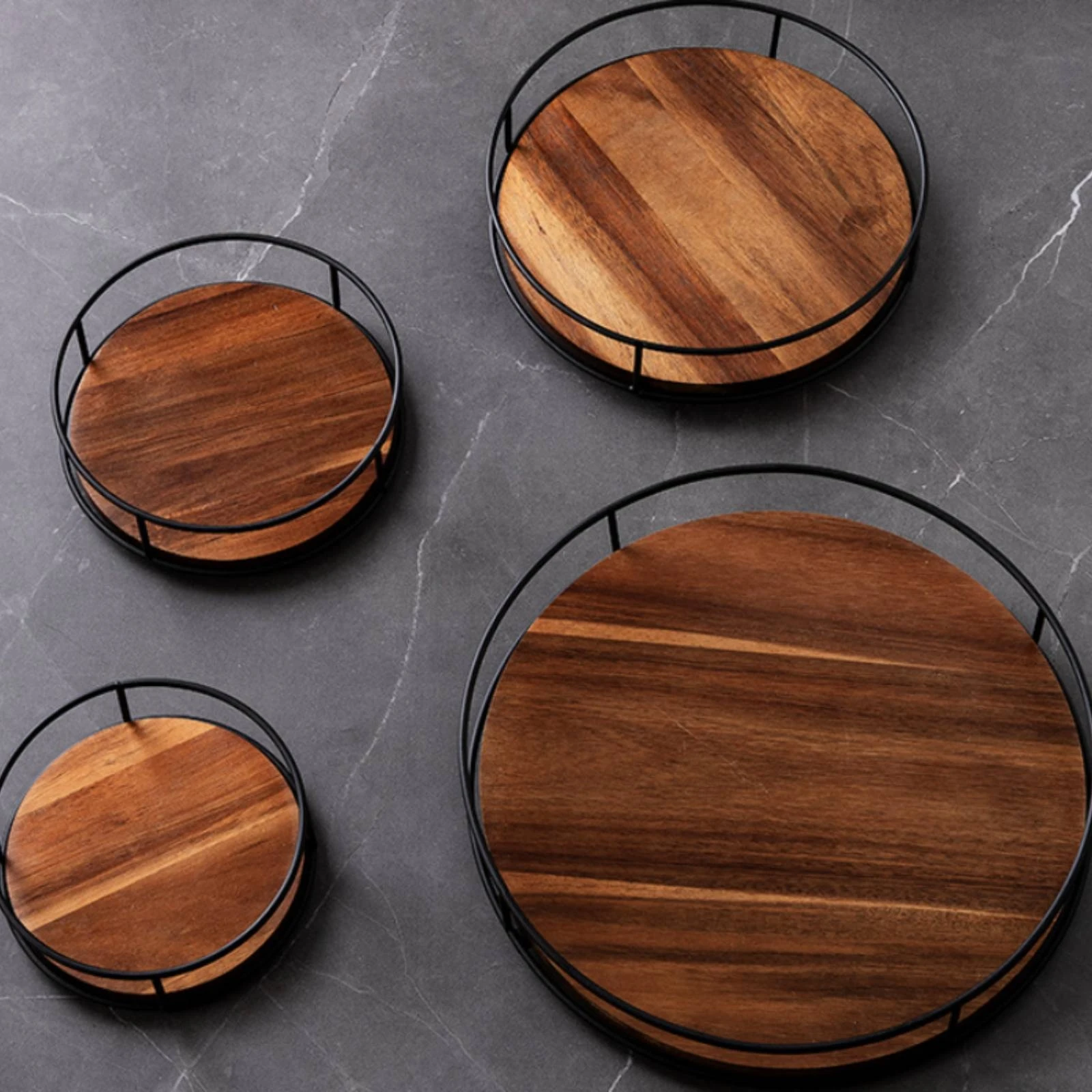 Rotating Condiment Tray 360-Degree Rotation Wooden Turntable Organizer Rotating Tray Organizer Wood Grain Finish