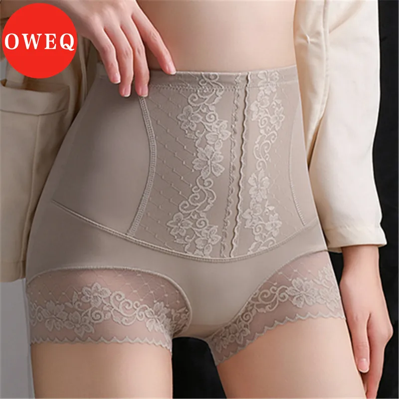 

OWEQ Lace Women Body Shaper Seamless High Waist Tummy Control Panties Butt Lifter Underwear Women Flat Belly Shapewear