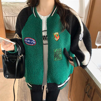 Women Spring Female Zip Up Bomber Jacket Baseball Jackets Oversized Streetwear Vintage Korean Style Y2k Kpop Green Top 2025