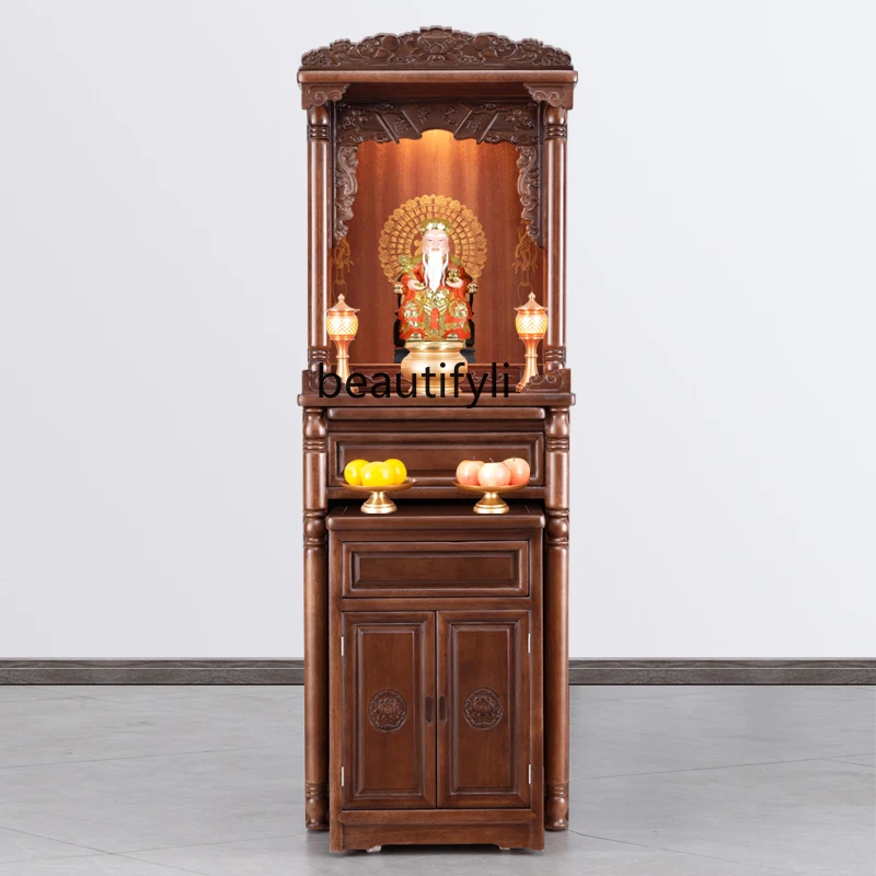 

New Chinese Style Clothes Closet Household Solid Wood Buddha Cabinet Altar Shrine God of Wealth Worship Table