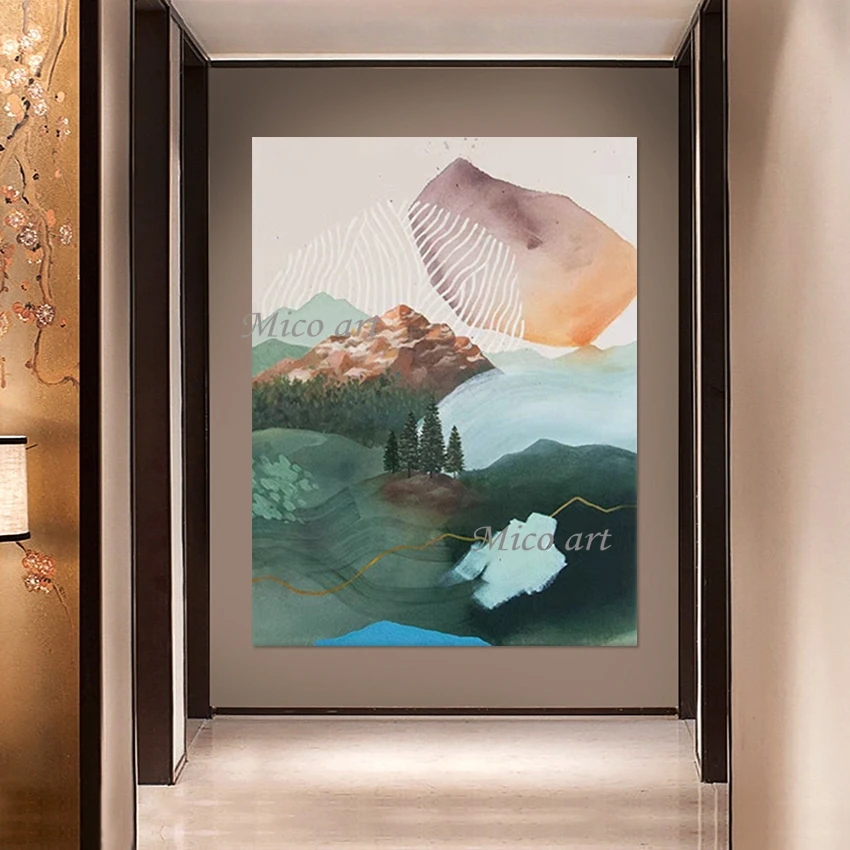 

Mountain Landscape Textured Abstract Simple Style Design Art Wall Acrylic Canvas Paintings Frameless Decorative Items For Cafe