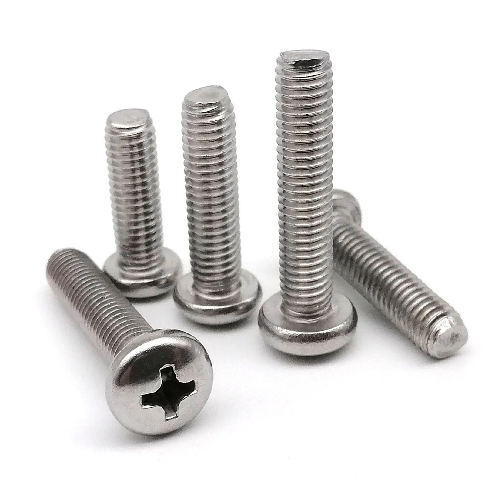 M1.6 M2 M2.5 M3 M3.5 M4 M5 M6 M8 GB818-85 A2-70 304 Stainless steel Cross Phillips Round Pan Head Screw Bolt Length 3-100mm