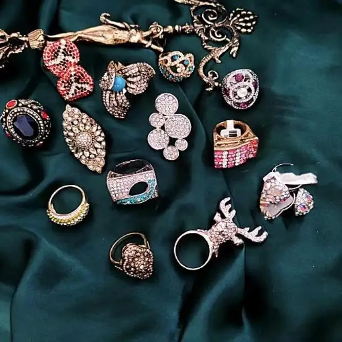 

Exaggerated Large Size Vintage Ring Heavy Work Diamond Embedded Female Deer Ball Ball Luxury Fashion Jewelry Ring