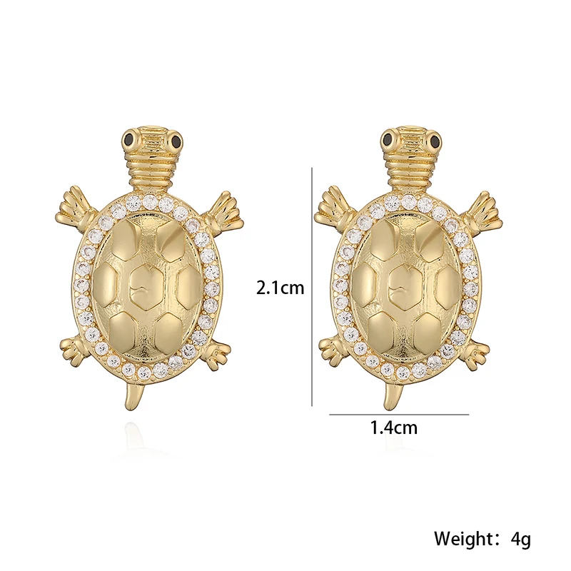 GANPUP Exquisite glänzende Zirkonia-Schildkröten-Ohrstecker für Frauen, neue modische trendige Ohrschmuck-Geschenke für Partys. – Detail 2