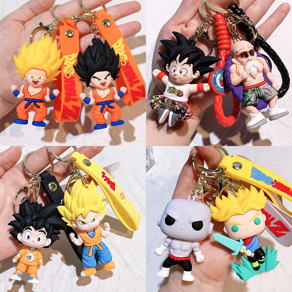 Anime Dragon Ball porte-clés PVC dessin animé Figure troncs Son Goku Piccolo Buu végéta figurines porte-clés porte-clés sac décor