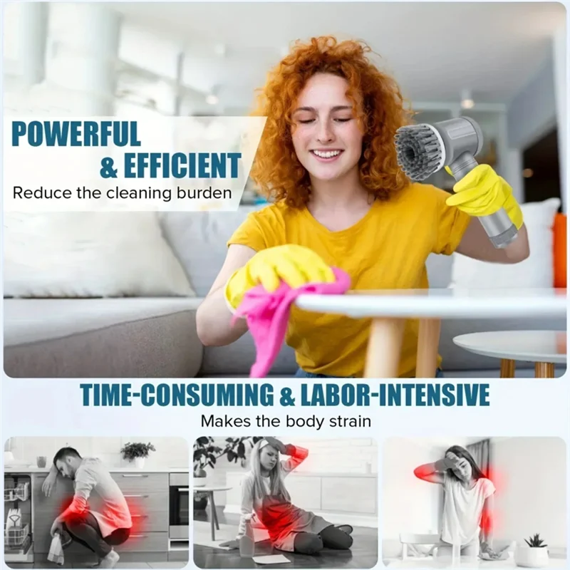 ABLE-다기능 자동 청소 브러시 5개 세트 핸드헬드 무선 전기 주방 청소 도구