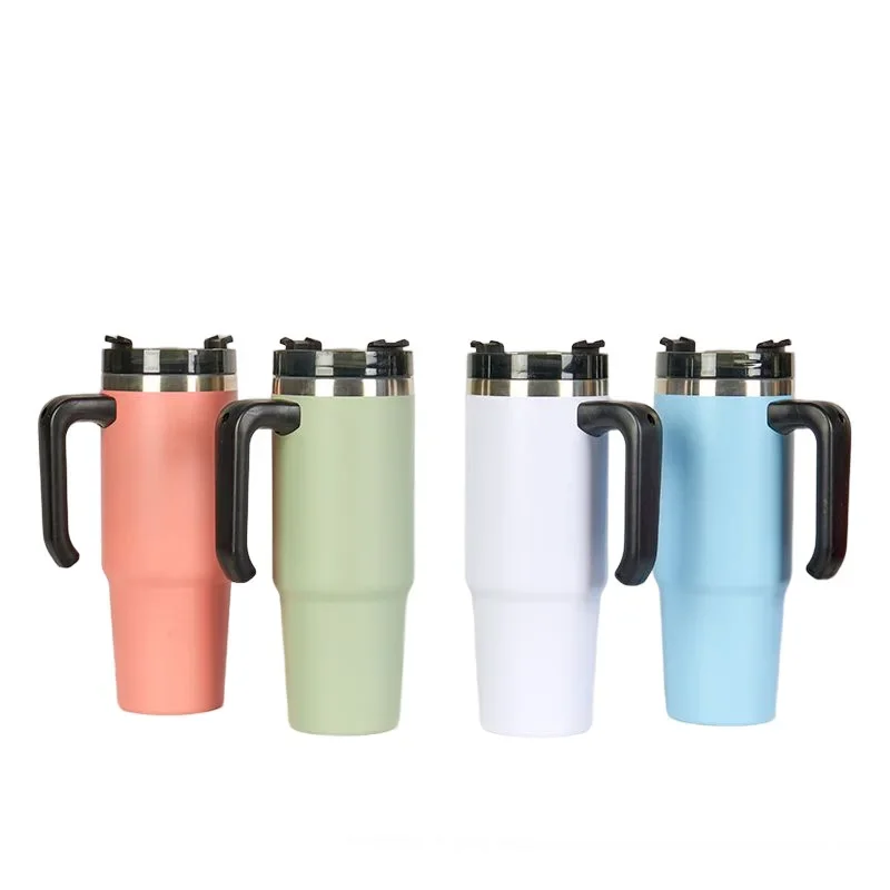 Stainless steel handle car cup, large capacity outdoor portable car straw cup, insulated cup7.14