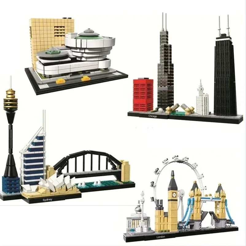 New York London Pairs Dubai Lanmark City Skyline Building Blocks 21052 21044  21028  21034 21032 21027 Construction Bricks Set