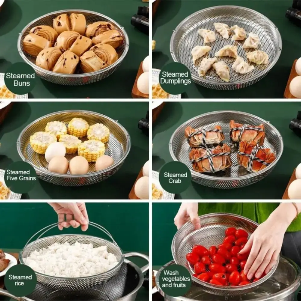 Alat Masak Uap Lipat Pengukus Baja Tahan Karat Baki Kukus dengan Pegangan Keranjang Pembuangan Peralatan Masak