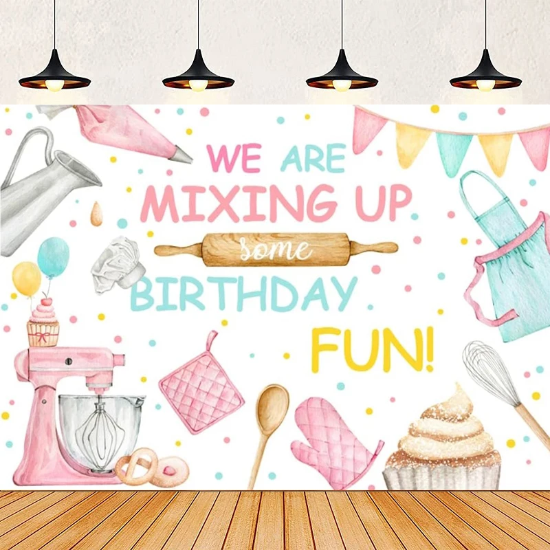 Kitchen Baking Background - Pink Baking Dessert Cooking Happy Birthday