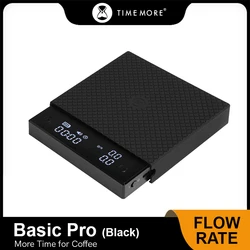 Timemore-Espelho Preto Balança Pro Café, Escala Espresso com Temporizador, Função Flow Rate