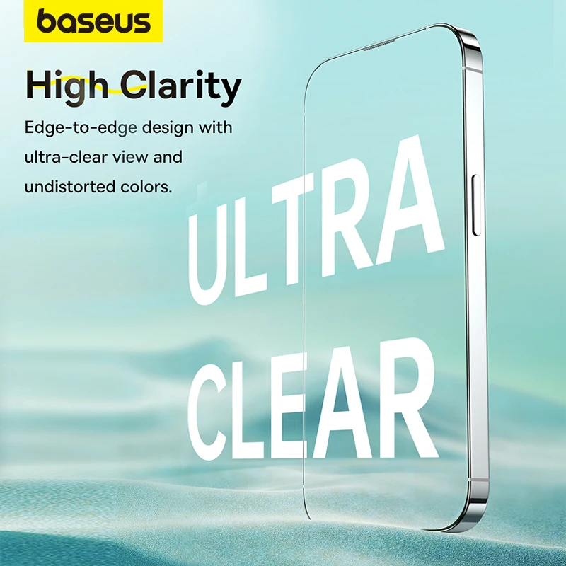 Baseus Ultra HD Tempered Glass for iPhone 15 Pro Max Plus Screen Protector add Dust-Proof Easy Installation Tool Protective Film