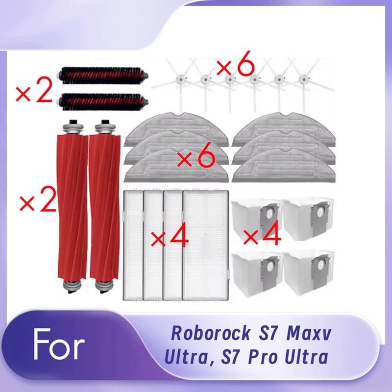 ABDJ-para Roborock S7 Maxv Ultra/S7 Pro Ultra accesorios para aspiradoras cepillo lateral principal filtro de fregona bolsa de polvo