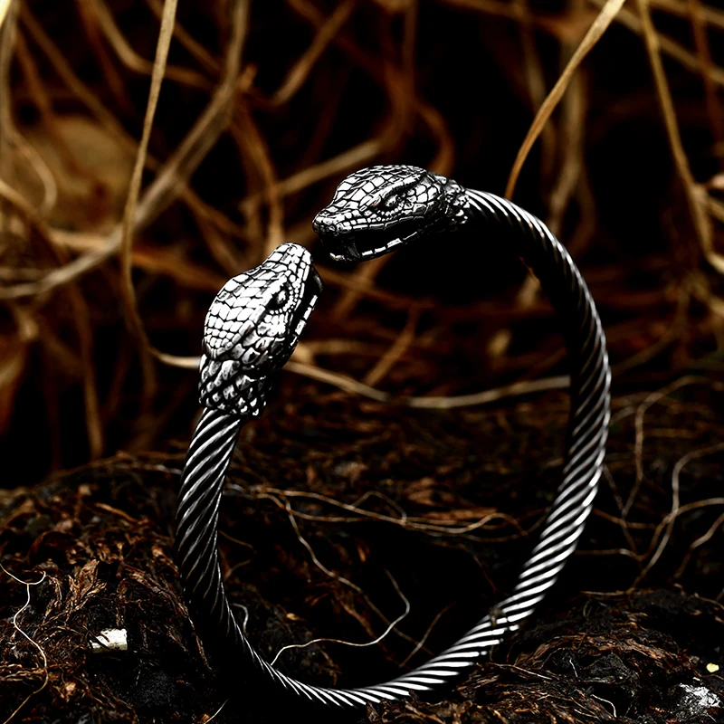 BEIER New Cool Punk Animal Bracelet For Man 316 Stainless Steel Fashion Snake Viper Bangle Man\'s High Quality Jewelry BRG-046