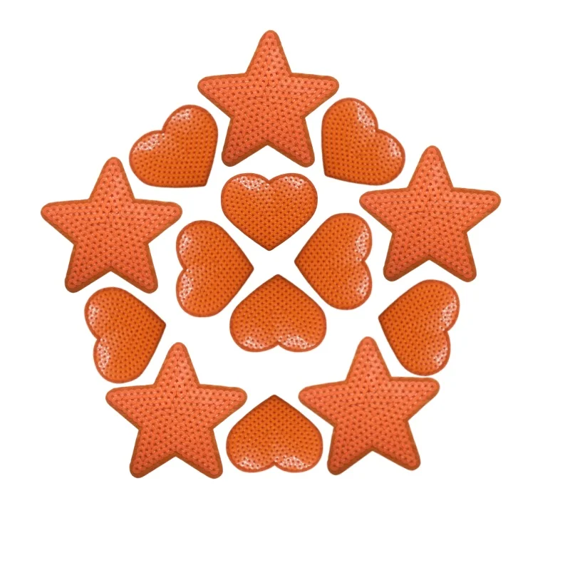 14 Stück/Set Pailletten-Stern-Aufnäher zum Aufbügeln, Herz-Stickerei-Patches, DIY-Applikationen in Leuchtenden, Lebendigen Farben für Kleidung – Detail 5