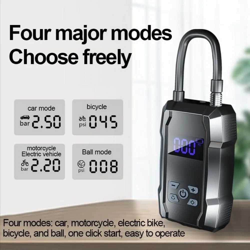 ปั๊มลมพกพาสำหรับสิ่งที่เป่าลม, เครื่องเติมลมยาง 150 PSI แบบพกพาสำหรับรถยนต์, รถจักรยานยนต์, จักรยาน, ปั๊มลมไร้สาย