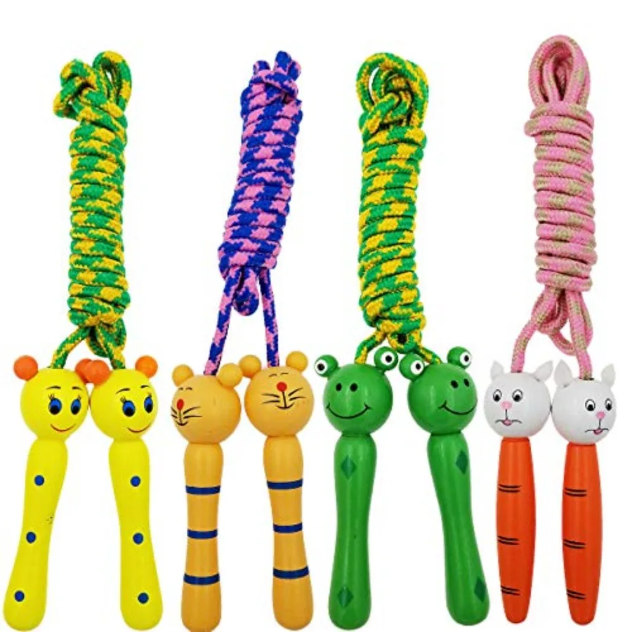 

4 Pack Jump Rope with Wood Handles for - Skipping Rope Great for and Students Outdoor Fun Activity, Party Favor, Recreation and