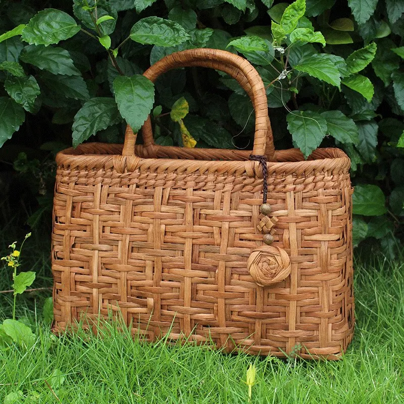 Luxury Hand Weaving Grapevine Handbag Designer Fashion Women\'s Handbags Summer Large Capacity Beach Bags Female Rattan Tote Bag