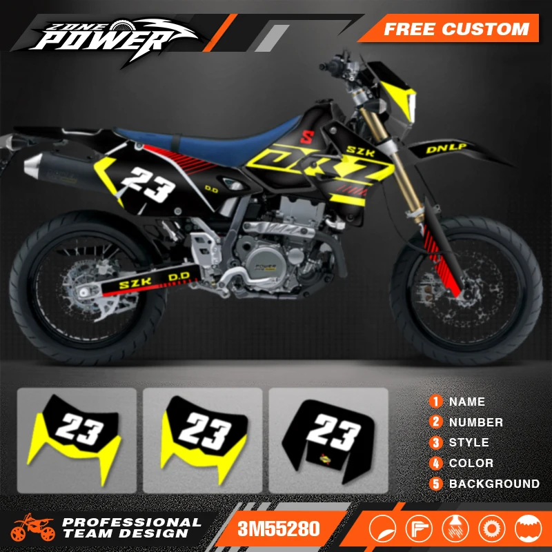 

Powerzone Full Graphics Decals Stickers Motorcycle Background For SUZUKI DRZ400 SM S E DRZ 400 SM S E 1999-2022 Custom Number 01