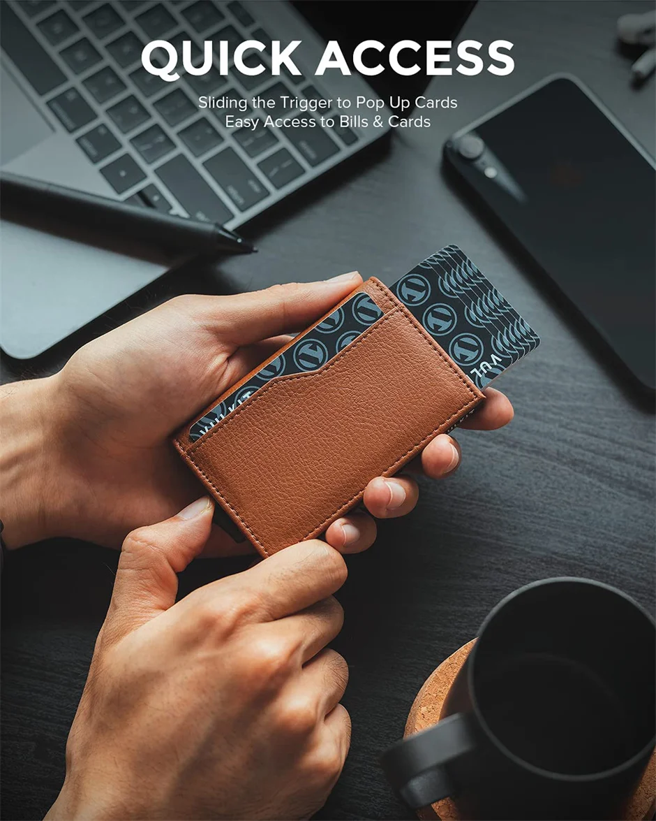 Porte Carte Bancaire Credit Card Holder Thin Rfid Case Carteira Masculina Men's Wallet Leather Pop Up Metal Wallets Male Luxury