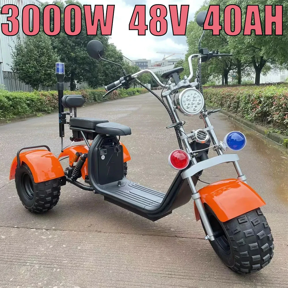 Electric Tricycle 3000W60V40AH Lithium Battery Full Suspension Off-road Electric Scooter 12Inch Tire Any Color Can Be Customized