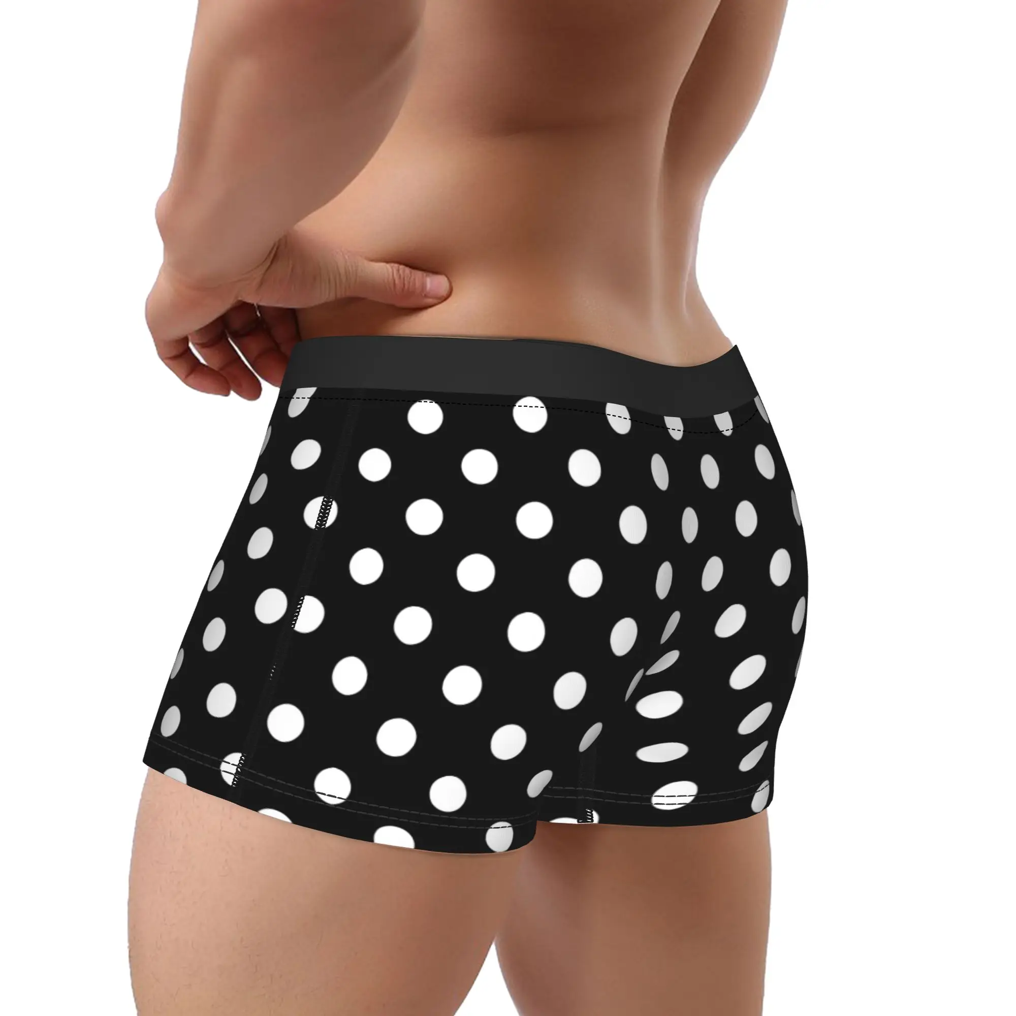 Black Spots Pattern Print Underwear  Custom Boxershorts Quality Man Underpants Comfortable Boxer Brief Birthday Present