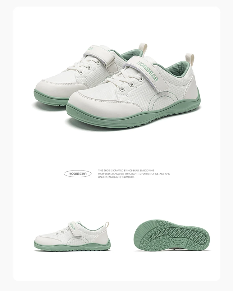 HOBIBEAR Breitpassform Kinderschuhe Barfuß-Sneaker mit Klettverschluss Kunstleder Mesh Leichte Zero-Drop Laufschuhe – Detail 17