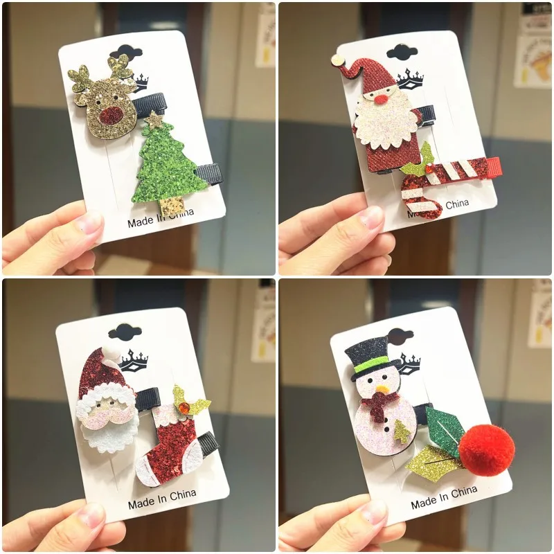 

Christmas hairpin Japanese and Korean cute elk Santa Claus Christmas tree Christmas stockings act cute little clip
