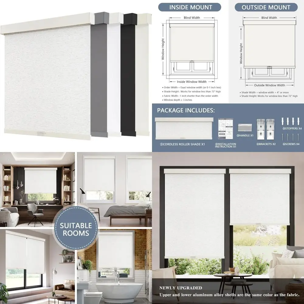 

Беспроводные затемняющие роликовые шторы для окон со свободной остановкой, балдахином в комплекте, теплоизоляцией, защитой от ультрафиолета