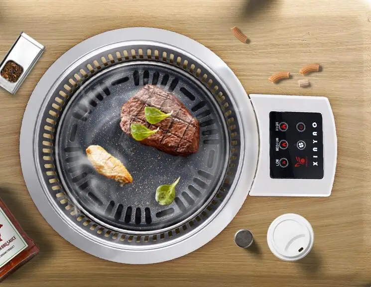 Grelha elétrica sem fumaça, 1500w, forno elétrico, padeiro comercial, coreano, panela quente, infravermelho, ambiental