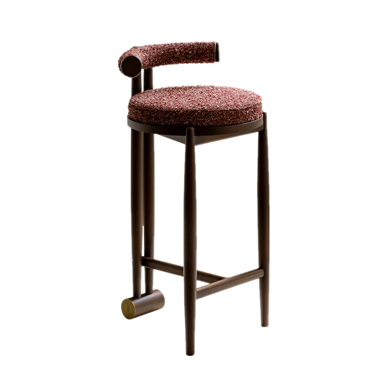 

xj-Scandinavian Retro Style Bar Stool Solid Wood Frame Eco-Friendly Durable Lightweight Steady Minimalist Design Fabric Bar*